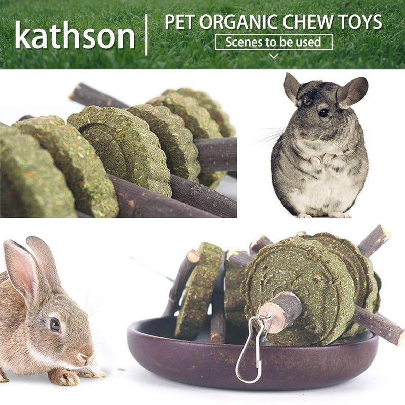kathson 2PCS Bunny Chew Toys for Teeth Grinding, Chinchilla Treats Organic Bamboo Sticks Natural Fruitwood Branches for Rabbits Guinea Pigs Hamsters (Fruitwood Sticks+Alfalfa Cakes) - Image 4